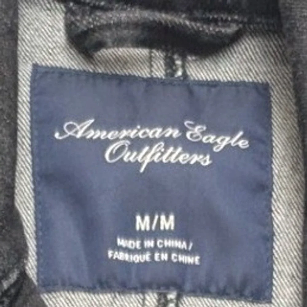American Eagle Denim Moto Jacket Womens Medium Black Asymmetrical Zip Biker - Picture 4 of 9